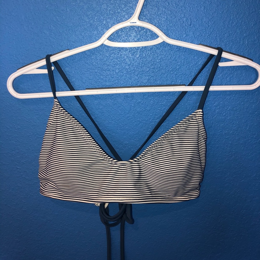 White and navy blue swimsuit set(size: medium)